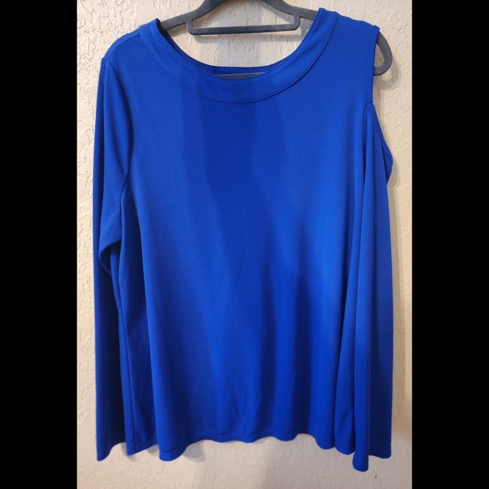 New CATO Women's Top Single Cold Shoulder Long Sleeves Size L Royal Blue